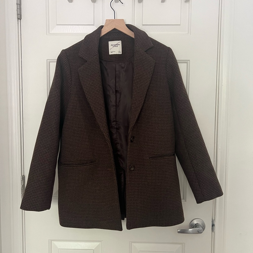 Abercrombie & and fitch blazer coat checkered brown size small